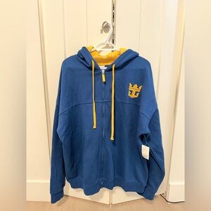 Royal Carribean Blue Hoodie with Yellow Hood Lining
